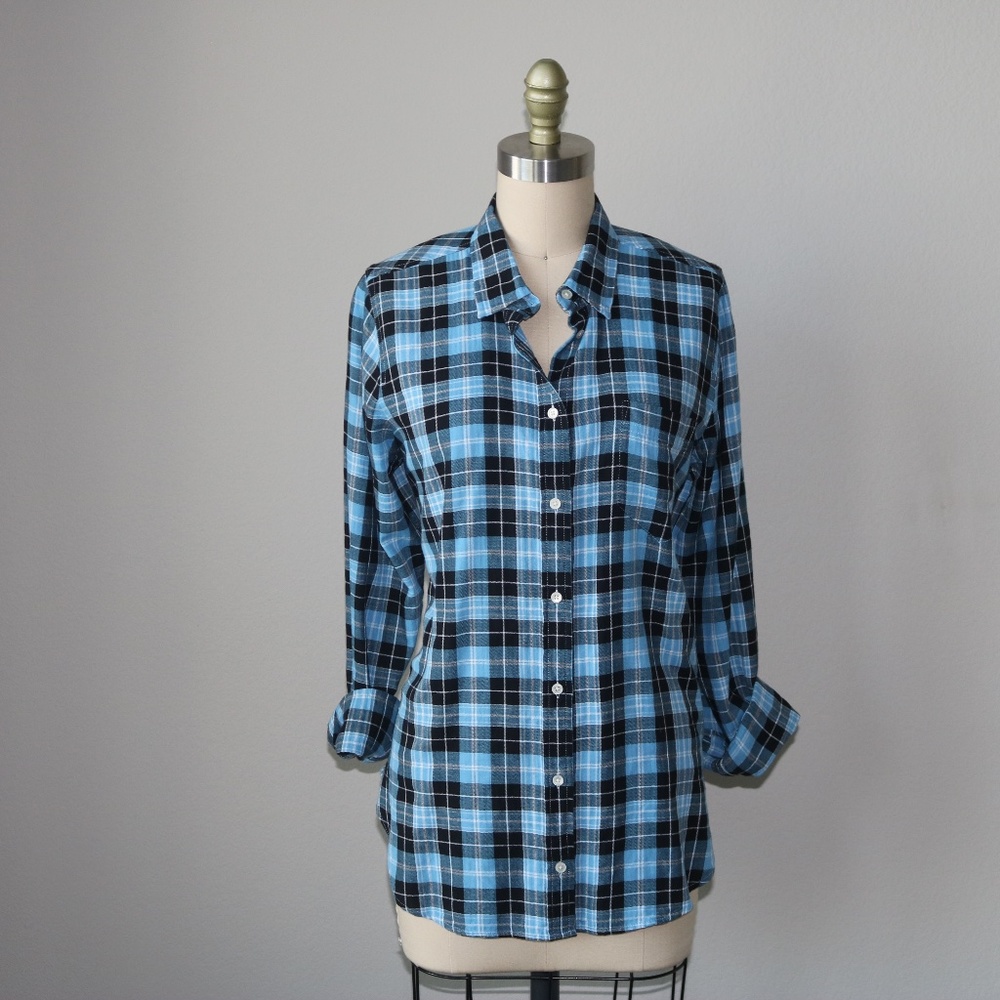 Blue Plaid Flannel Shirt